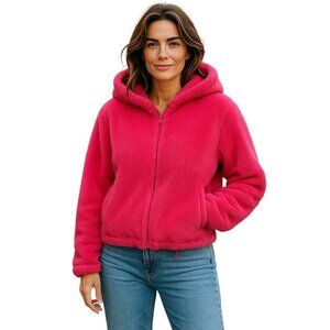 Apparis Faux Fur Pink Hooded Zip Jacket 2xl NWOT XXL